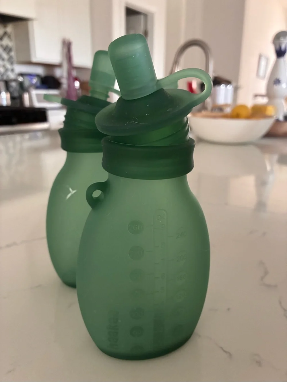 Green Silicone Travel Bottles with Flip-Top Spouts (Set of 2)